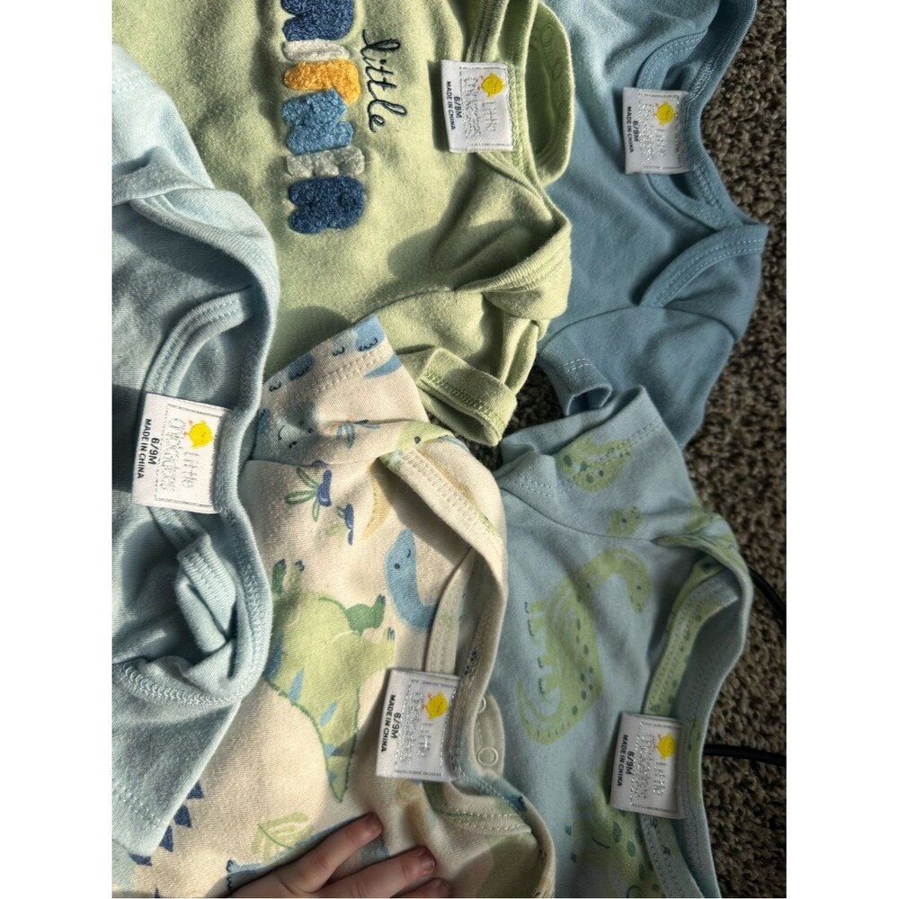 5pc Little Chickadees 6-9M baby Boy Onesies bundle